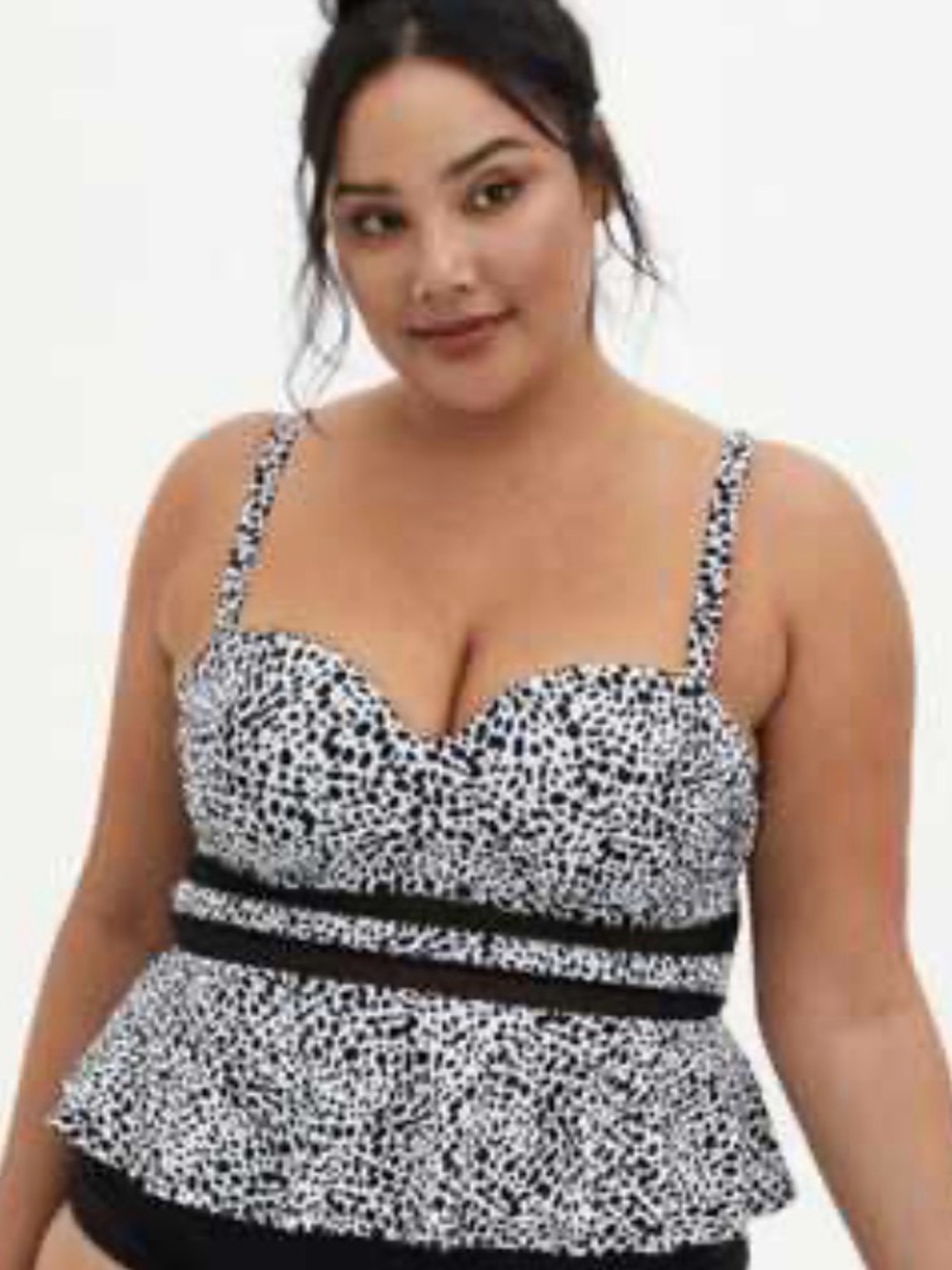 NEW Torrid Tankini Underwire Mesh Cutout Cheetah With Swim Skort BLACK WHITE 3